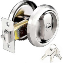 Round Pocket Door Lock, with 3 Keys, 304 Stainless Steel, for Bedroom, Kitchen, Bathroom, Laundry Room - RIpj