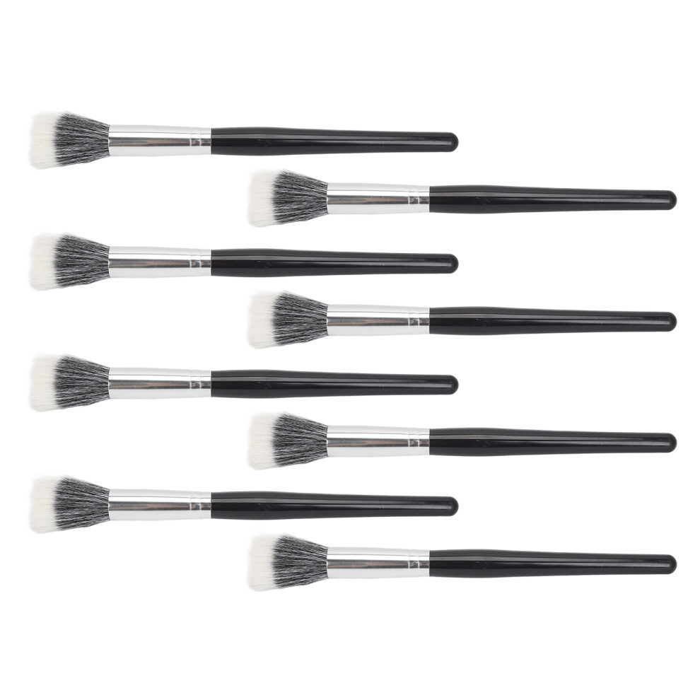 8Pcs Flat Top Stippling Brush Set - Wool Bristles