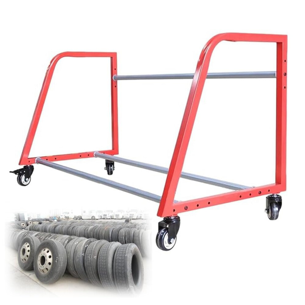Heavy Duty Steel Tire Storage Rack For Garage, Multi Tire Stand With Spacesaving Design, Red 9073542794585