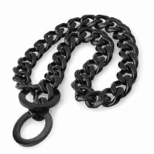 (22inches,Black)Cuban Link Chain for Dogs, Stainless Steel Slip Collar with Durable Buckle, Adjustable Width for Comfort Fit