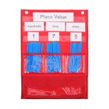 1Ensemble Tableau Mural Rouge Pour Comptage, Poche Éducative Polyester