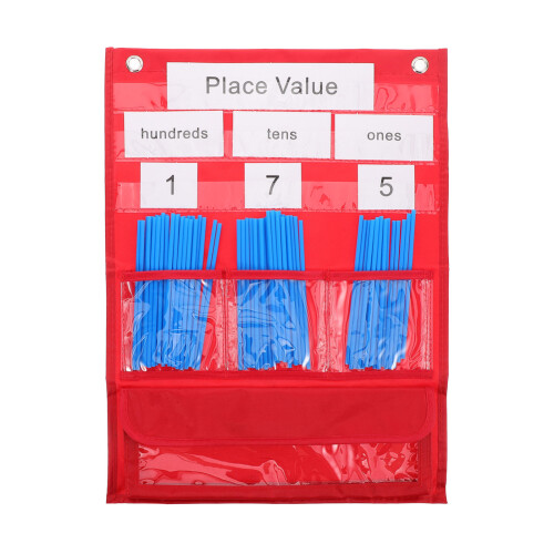 1Ensemble Tableau Mural Rouge Pour Comptage, Poche Éducative Polyester