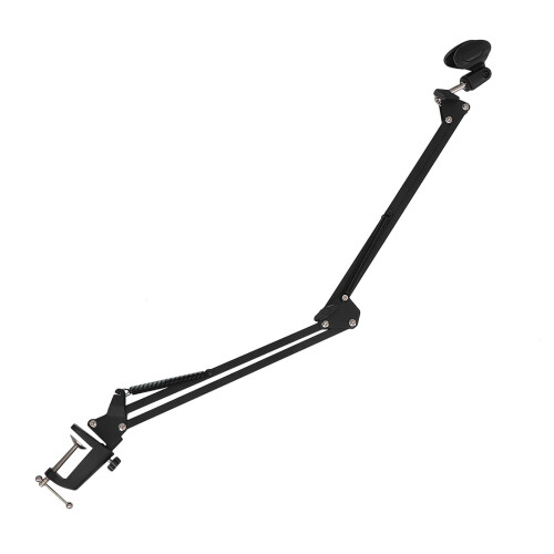 Bras Suspension Microphone Double Renfort Support Bureau Noir