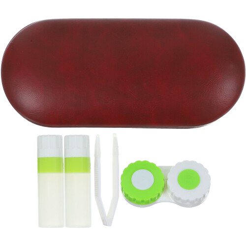 1Ensemble Coffret Lunettes Lentilles Rouge En PU Doux Résistant