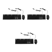 3Pcs Wired Black Gaming Keyboard and Mouse Ergonomic LED Backlight