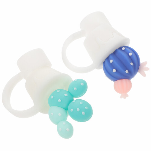 2Pcs Washable Silicone Straw Caps Straw Tips Protector Reusable Covers