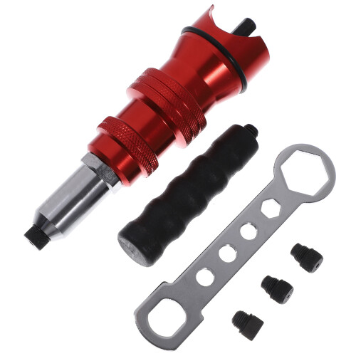 1set Cordless Rivet Nut Adapter Red Aluminum Alloy Hand Tool