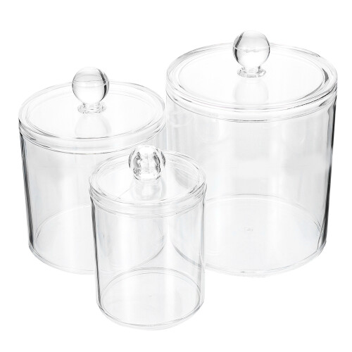 3Pièces Boîtes Transparentes Couvercles Pour Coton