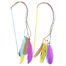 2Pcs Assorted Color Cat Teasing Sticks Plastic Tassel Pet Playthings