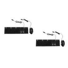2Pcs Black USB Keyboard Mouse Ergonomic LED Backlit Wired Gaming Set