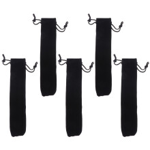 5Pcs Single Pen Pouch Black Velvet Drawstring Pen Holder Storage Bag