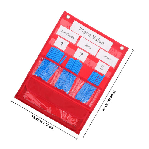 1Ensemble Tableau Mural Rouge Pour Comptage, Poche Éducative Polyester 1