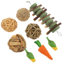 8Pcs Small Pet Wooden Chew Toys for Rabbits Guinea Pigs Hamsters