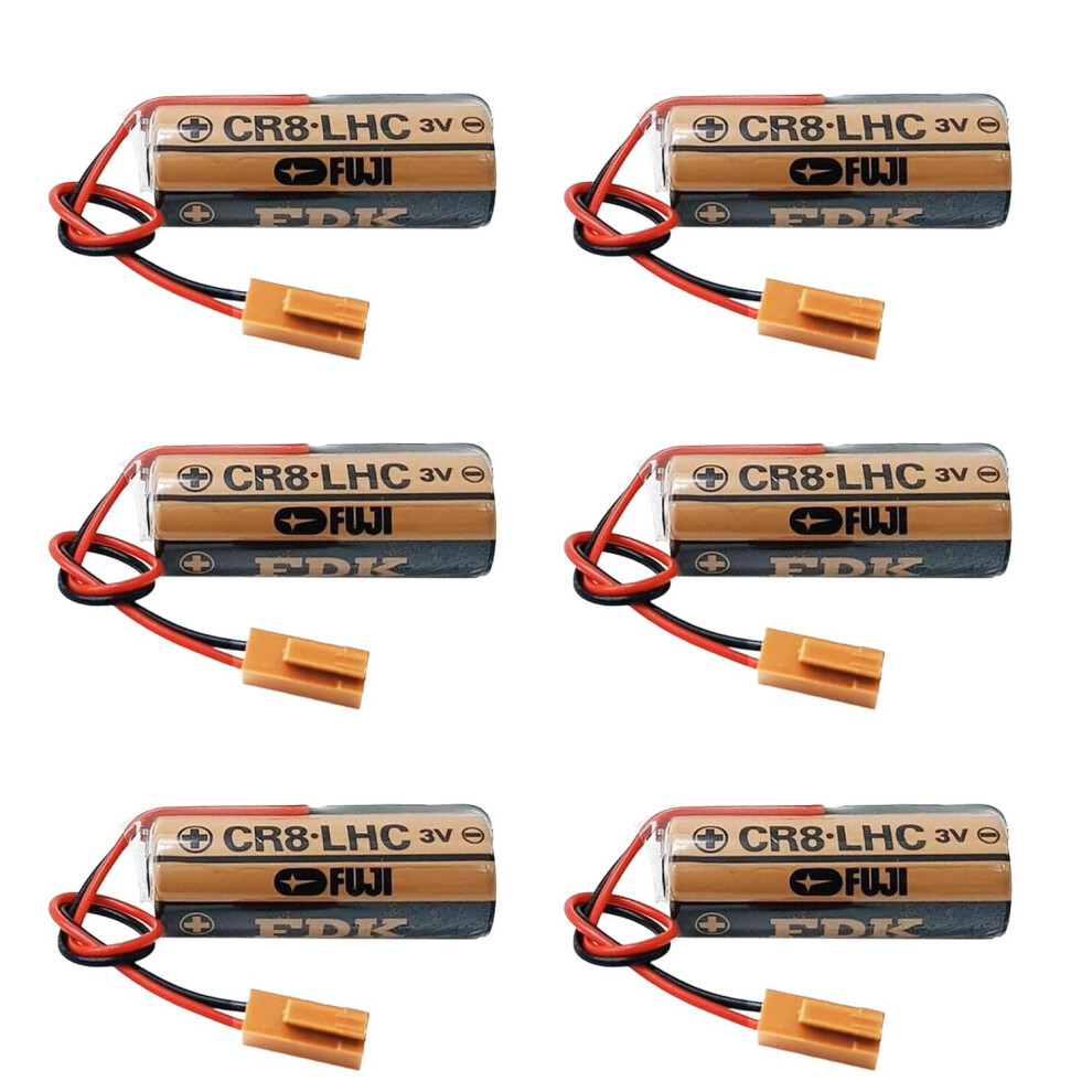 6Pack Cr8.lhc 3V 2600Mah Lithium Battery For Fuji Fdk Plc Controller Backup With Plug Brown 9330225117148