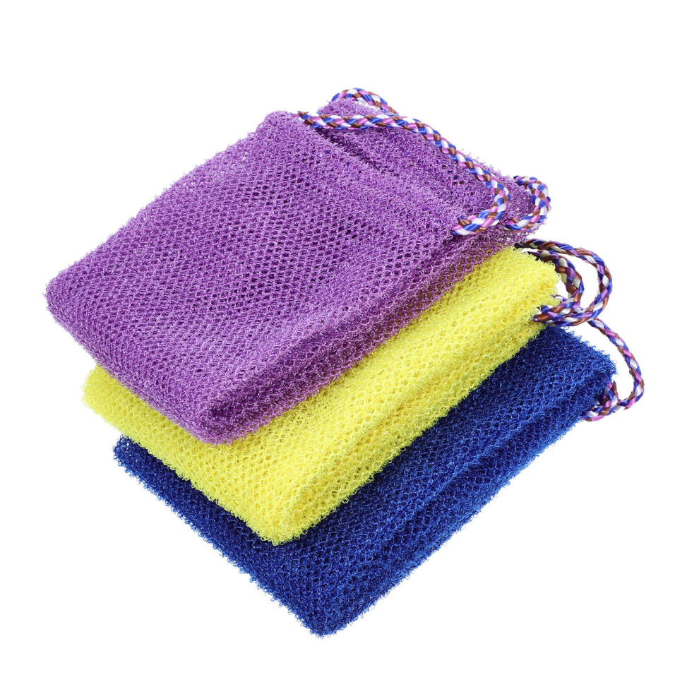Artibetter 3Pcs Assorted Color Shower Back Scrubber Nylon Exfoliating Body Washer