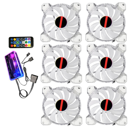 1Set White ABS Rgb Lighting Computer Case Fan Cooling Cooler
