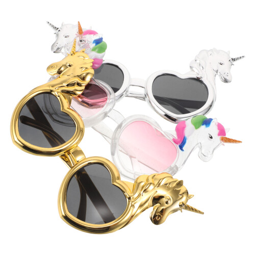 3Pcs Multi ABS Unicorn Novelty Glasses Lightweight Party Photo Props