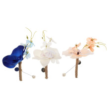 3Pcs Flower Brooch Pins for Women Silk Orchid Burlap Wedding Decor