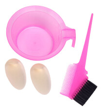 2Sets Pink Hair Dye Bowl and Comb Set Plastic Reusable Hair Salon Tool