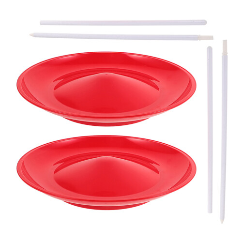 2Pcs Red Spinning Plate Set Plastic Juggling Kit for Party Performance