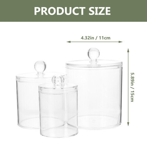 3Pièces Boîtes Transparentes Couvercles Pour Coton 1
