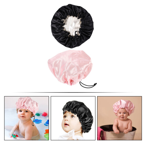 2pcs Kids Elastic Adjustable Double-Deck Sleep Caps For Children 2
