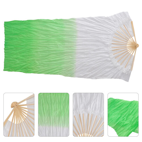 Éventail En Soie Vert Bambou Élegant Pliable Pour Danseuse 1