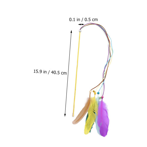 2Pcs Assorted Color Cat Teasing Sticks Plastic Tassel Pet Playthings 1