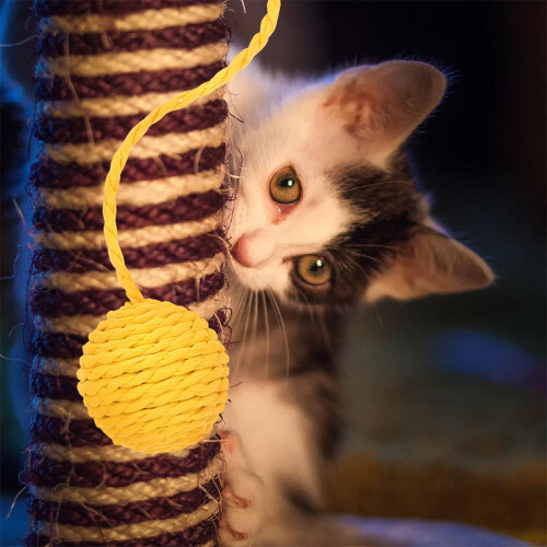 2Pcs Stylish Yellow Paper Cat Scratch Balls Replacement for Cat Trees 2