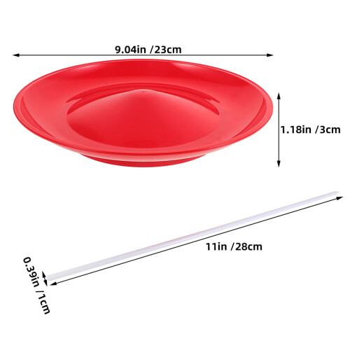 2Pcs Red Spinning Plate Set Plastic Juggling Kit for Party Performance 1