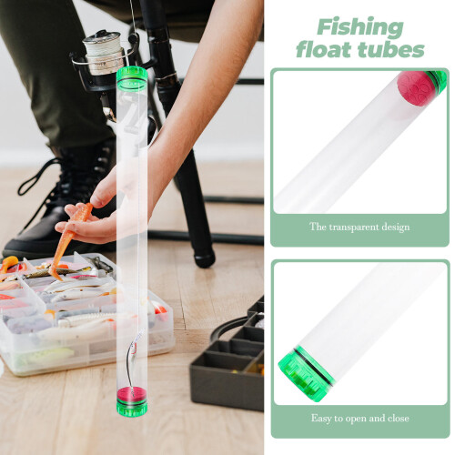 2Pcs Fishing Float Storage Tubes Clear Plastic with Soft Sponge 2