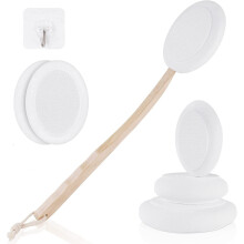 Back Lotion Applicator and Long Handle Shower Brush with Ergonomic Grip, Dual Bristle Design, 6 Replaceable Pads