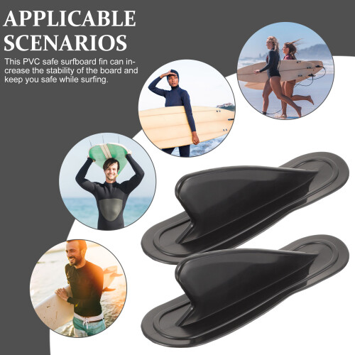 2Pièces Ailerons PVC Paddle Noir Guide Surfboard Durable 2
