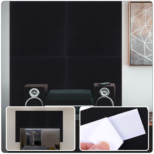 2Pièces Plaques Acoustiques Feutre Noir Pour Traitement Studio 2