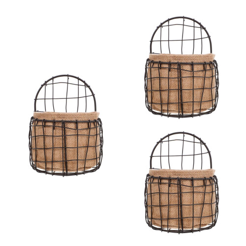 3Pcs Black Iron Wire Hanging Storage Basket for Garden and Kitchen 2