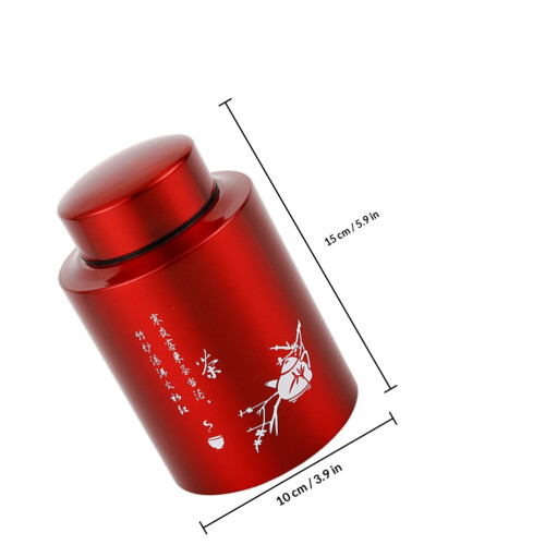Red Multi-Function Stainless Steel Tea Canister Decorative Storage 1