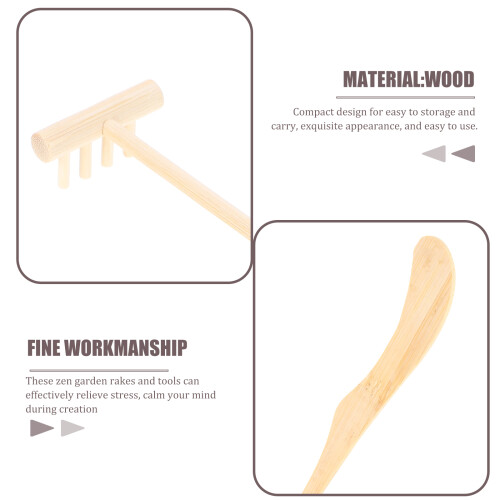 1Ensemble Accessoires Bois Zen Râteaux Pour Décor Zen Bureau Coloré 2