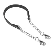2Pcs Black Metal and PU Chain Bag Strap for DIY Purse
