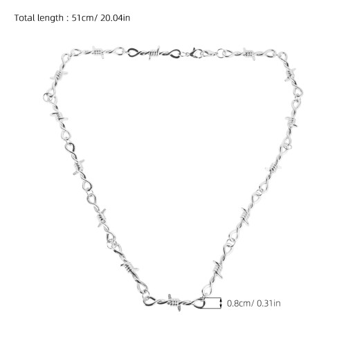 Collarino in Argento Stile Vintage Punk Barbed Wire 1