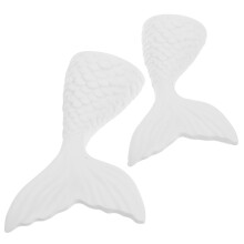 2Pz Ornamenti Coda Di Pesce in Gesso Bianco Per Decor E Fotografia