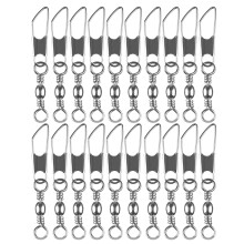 30Pcs Silver Fishing Rolling Connectors Wide-Angle Swivels for Fishing