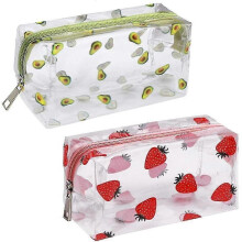 2 Pieces Of Transparent Pencil Case, Fruit Cosmetic Bag, Pvc Cosmetic Travel Bag