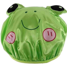 1-Pack Cartoon Frog Shower Cap - Double-Layer Waterproof Reusable Elastic Animal Bath Hat for Boys & Girls