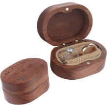 Mr & Mrs Walnut Wood Ring Box, Ring Box for Engagement Ring, Square Ring Box - DD