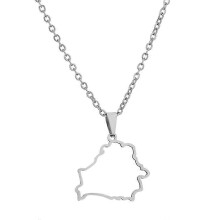 (Silver) Belorussia Map Necklace Stainless Steel Belorussia Map Party Jewelry Gifts