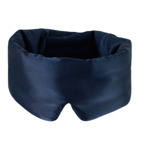 Adjustable Double-Sided Silk Eye Mask for Men and Women NavyBlue