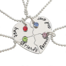 Friendship Necklace for 4 Best Friends, Best Friends Forever Necklace Stainless Steel Bff Necklaces for Girls