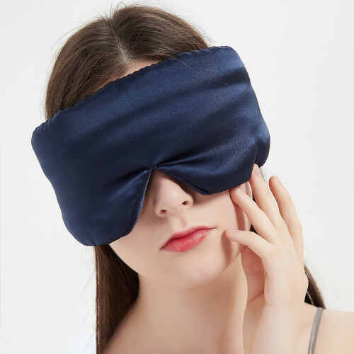 Máscara de dormir de seda ajustável de dupla face NavyBlue 1