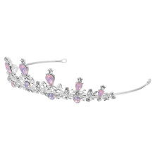Alloy Rhinestone Trouwkroon Roze Bruidsdiadeem Elegant