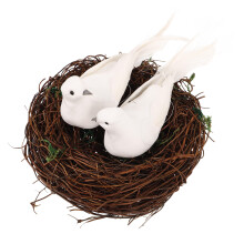 1Set Nido Finto in Rattan Con Uccelli Per Decorazioni Giardino E Foto